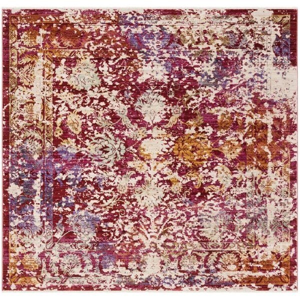 Sutton Power Loomed Square Area Rug, Fuchsia and Ivory - 6 x 6 ft., Safavieh, Mfr#: SUT403D-6SQ
